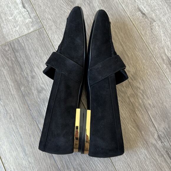 Roger Vivier Black Suede Buckle Loafers EU 35.5 US 5–5.5 Gold Hardware EUC - Picture 6 of 6
